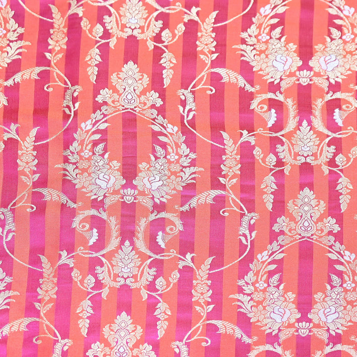 Rich Satin Brocade Fabric with All Over Meena Zari Floral Pattern -DSM523-A5