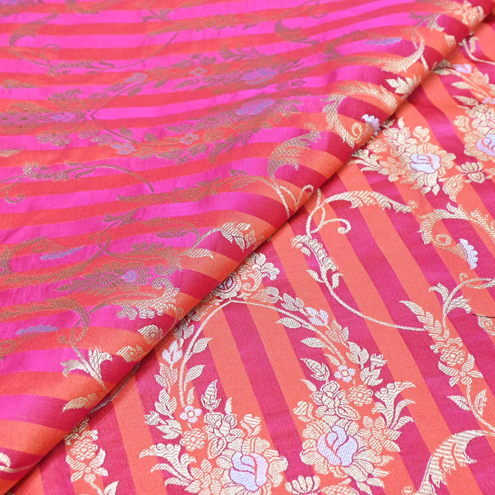 Rich Satin Brocade Fabric with All Over Meena Zari Floral Pattern -DSM523-A5