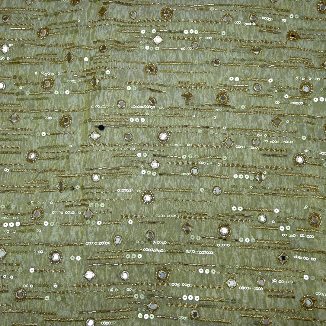 Premium Dyeable Tissue Moti Mirror Embroidery Fabrics