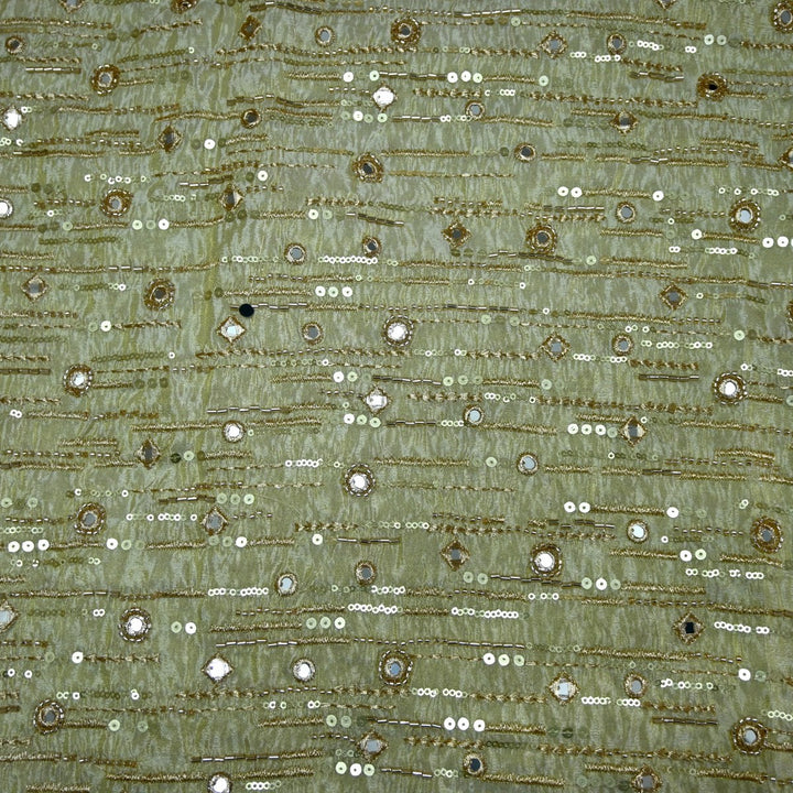 Premium Dyeable Tissue Moti Mirror Embroidery Fabrics