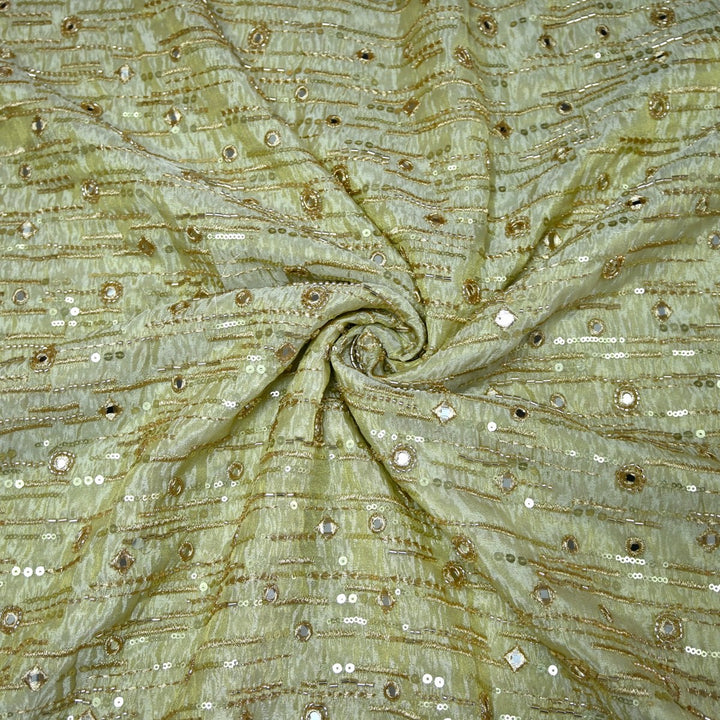 Premium Dyeable Tissue Moti Mirror Embroidery Fabrics