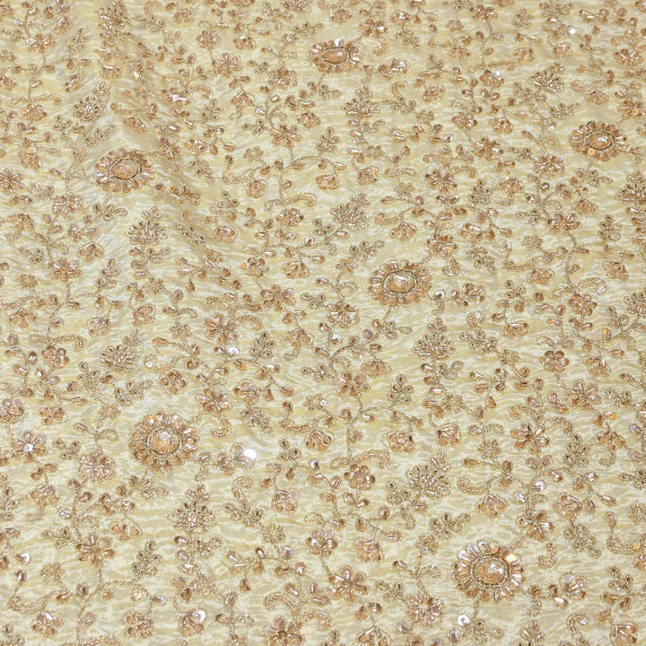Dyeable Tissue Zari Moti & Sequins Embroidery Designer Fabric AC10257