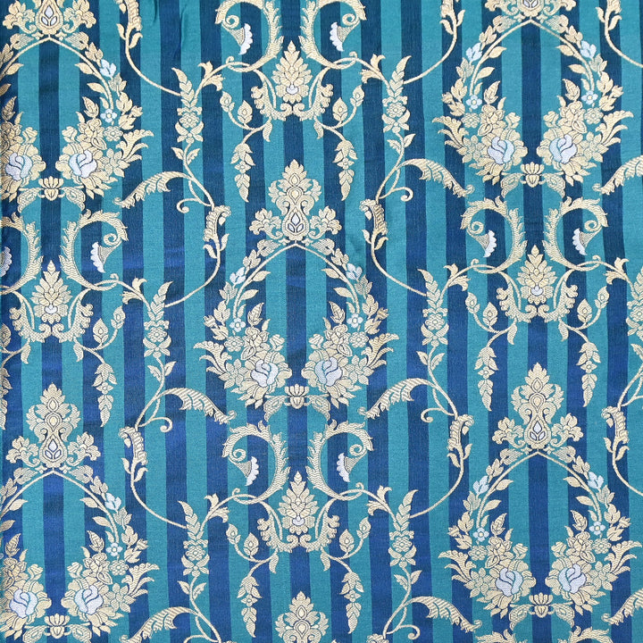Rich Satin Brocade Fabric with All Over Meena Zari Floral Pattern - DSM523-3