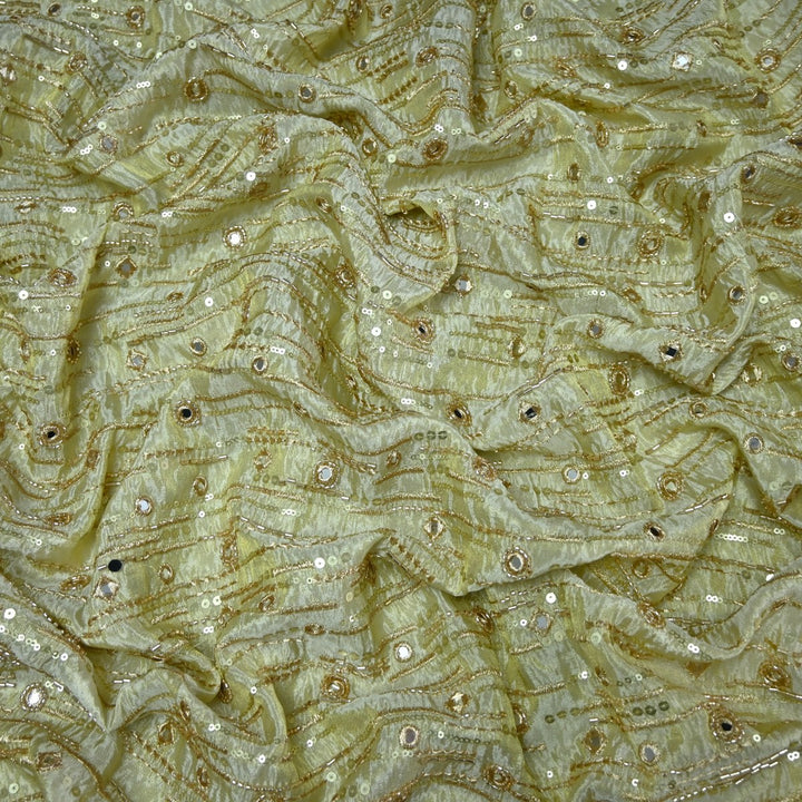 Premium Dyeable Tissue Moti Mirror Embroidery Fabrics