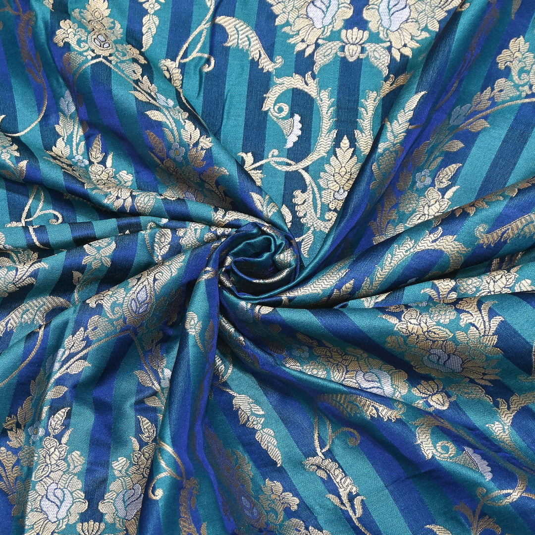 Rich Satin Brocade Fabric with All Over Meena Zari Floral Pattern - DSM523-3