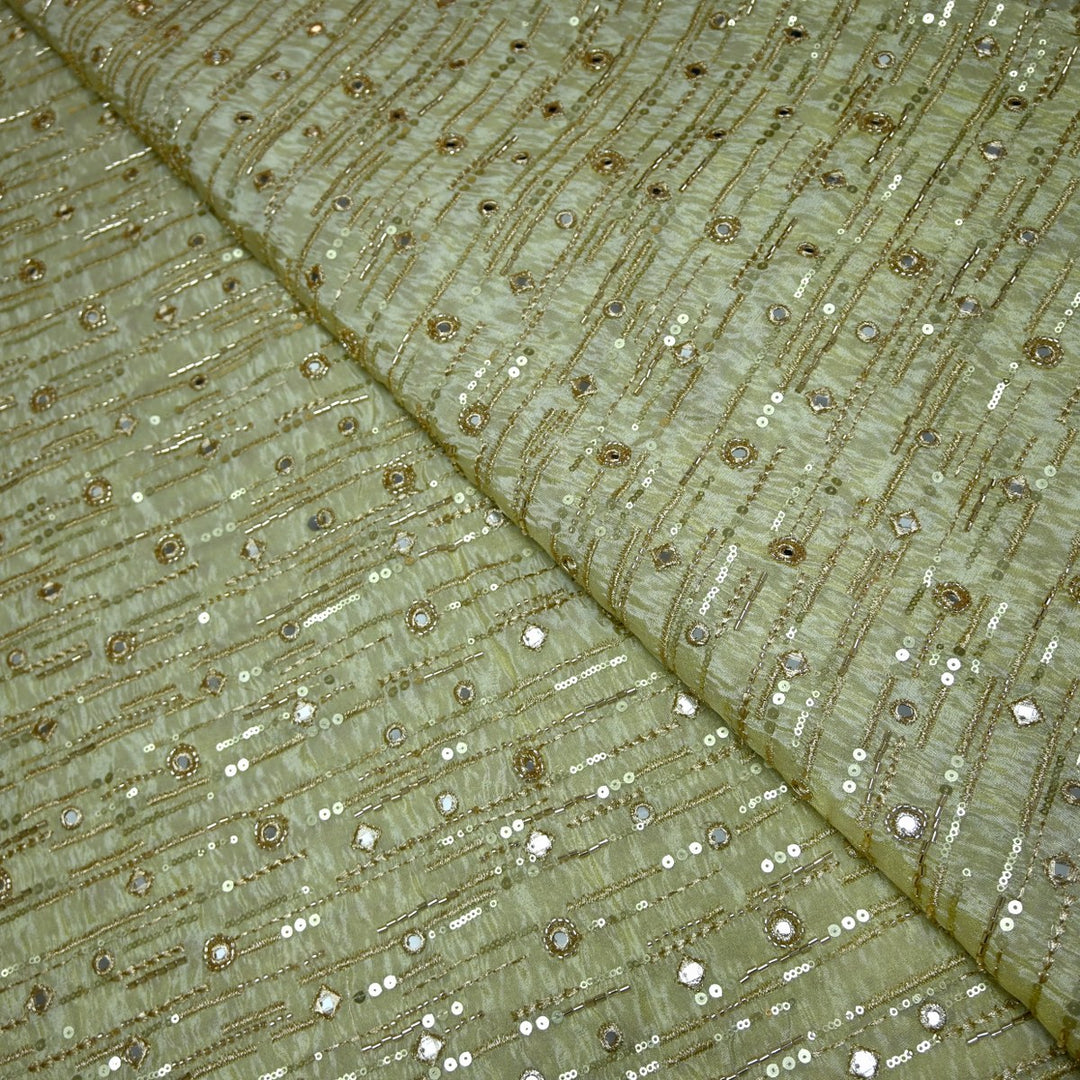 Premium Dyeable Tissue Moti Mirror Embroidery Fabrics