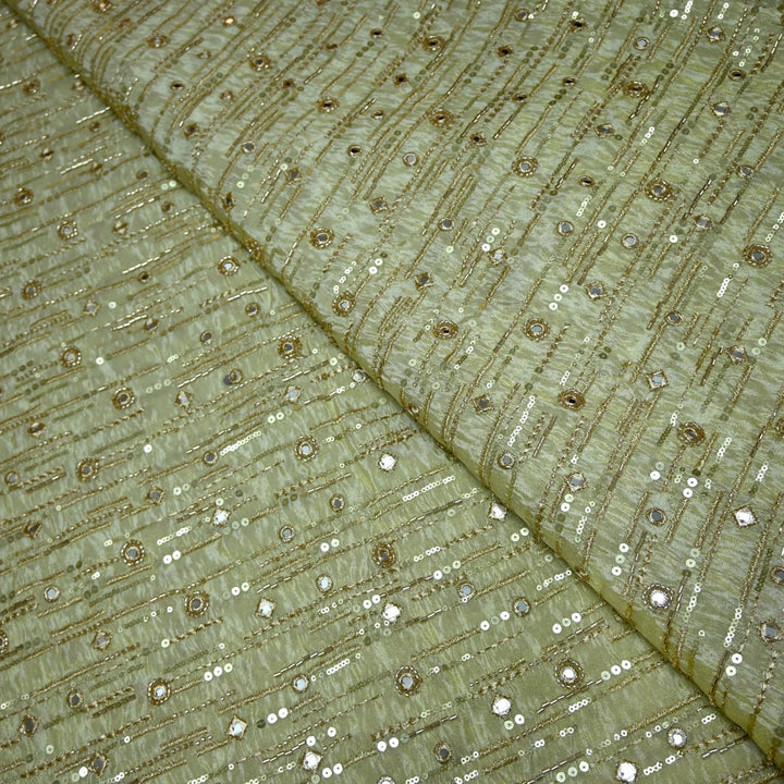 Premium Dyeable Tissue Moti Mirror Embroidery Fabrics