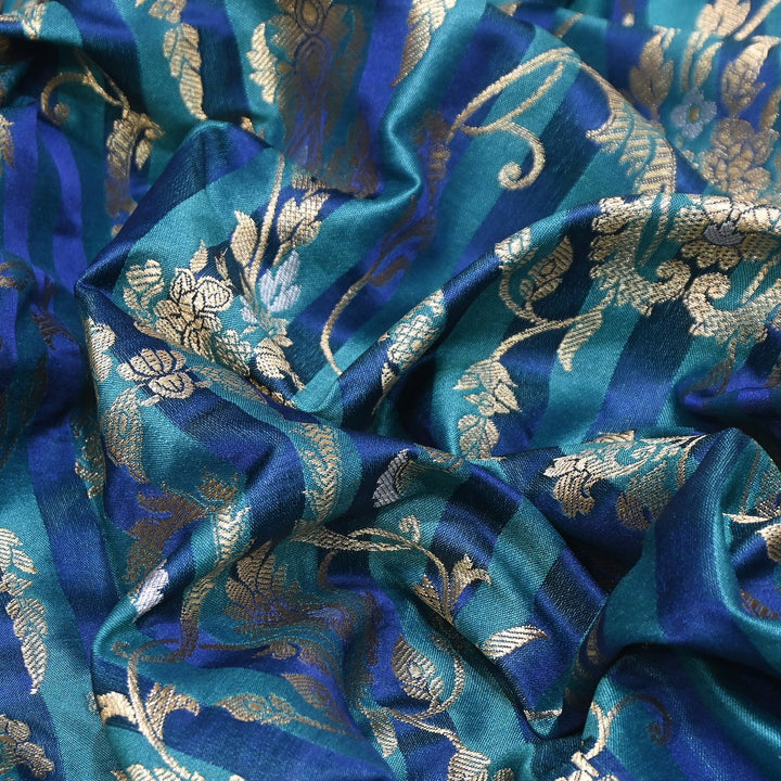 Rich Satin Brocade Fabric with All Over Meena Zari Floral Pattern - DSM523-3