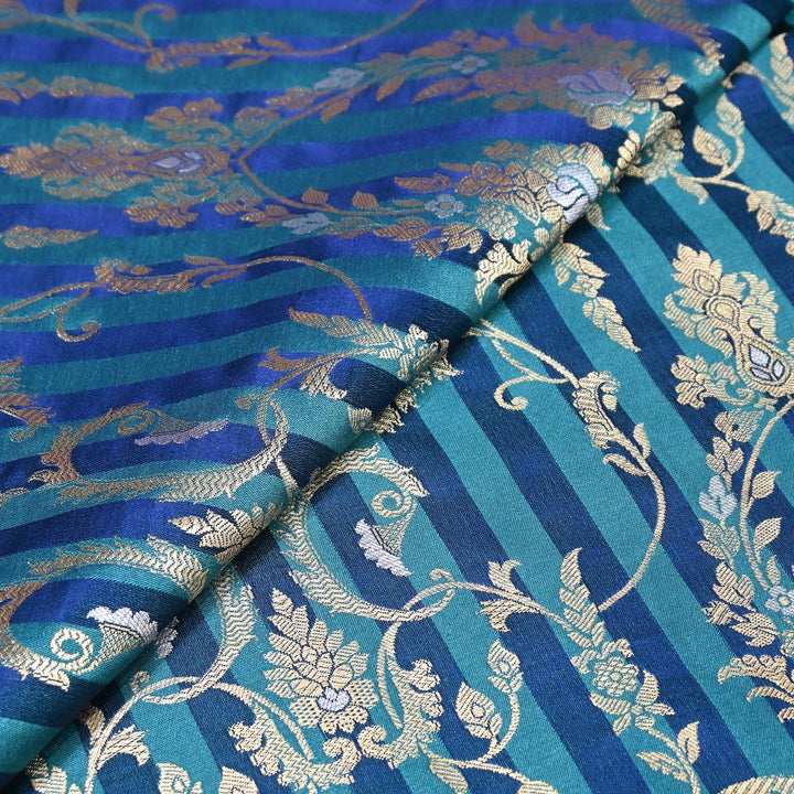 Rich Satin Brocade Fabric with All Over Meena Zari Floral Pattern - DSM523-3
