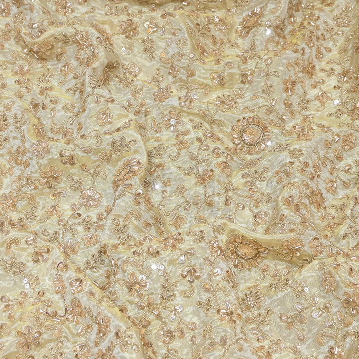 Dyeable Tissue Zari Moti & Sequins Embroidery Designer Fabric AC10257