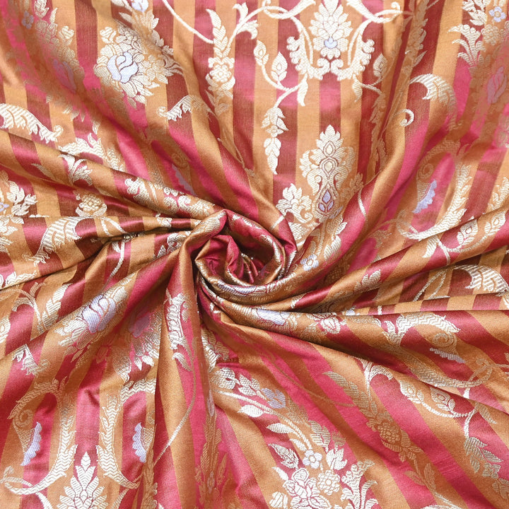 Rich Satin Brocade Fabric with All Over Meena Zari Floral Pattern -DSM523-A7