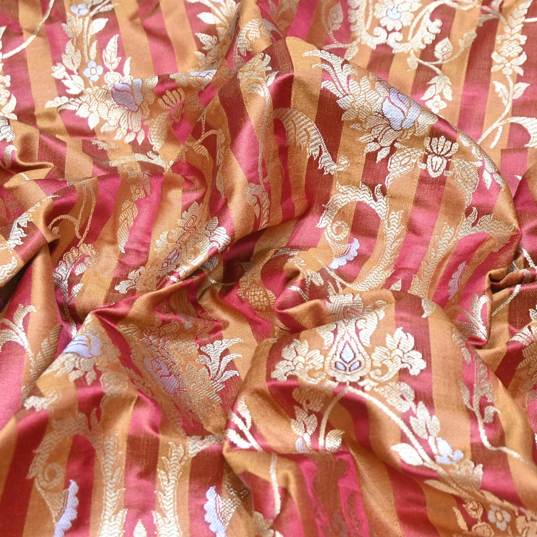 Rich Satin Brocade Fabric with All Over Meena Zari Floral Pattern -DSM523-A7