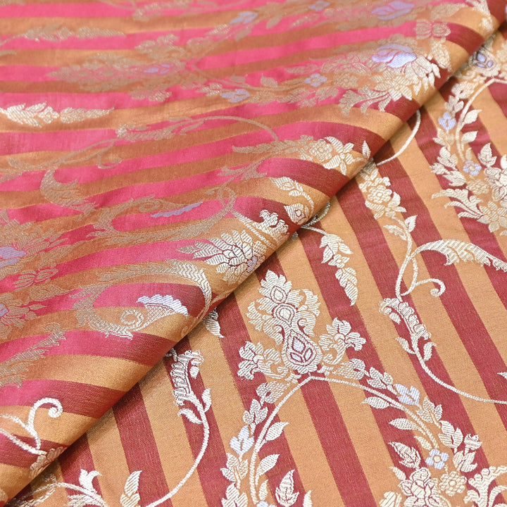 Rich Satin Brocade Fabric with All Over Meena Zari Floral Pattern -DSM523-A7
