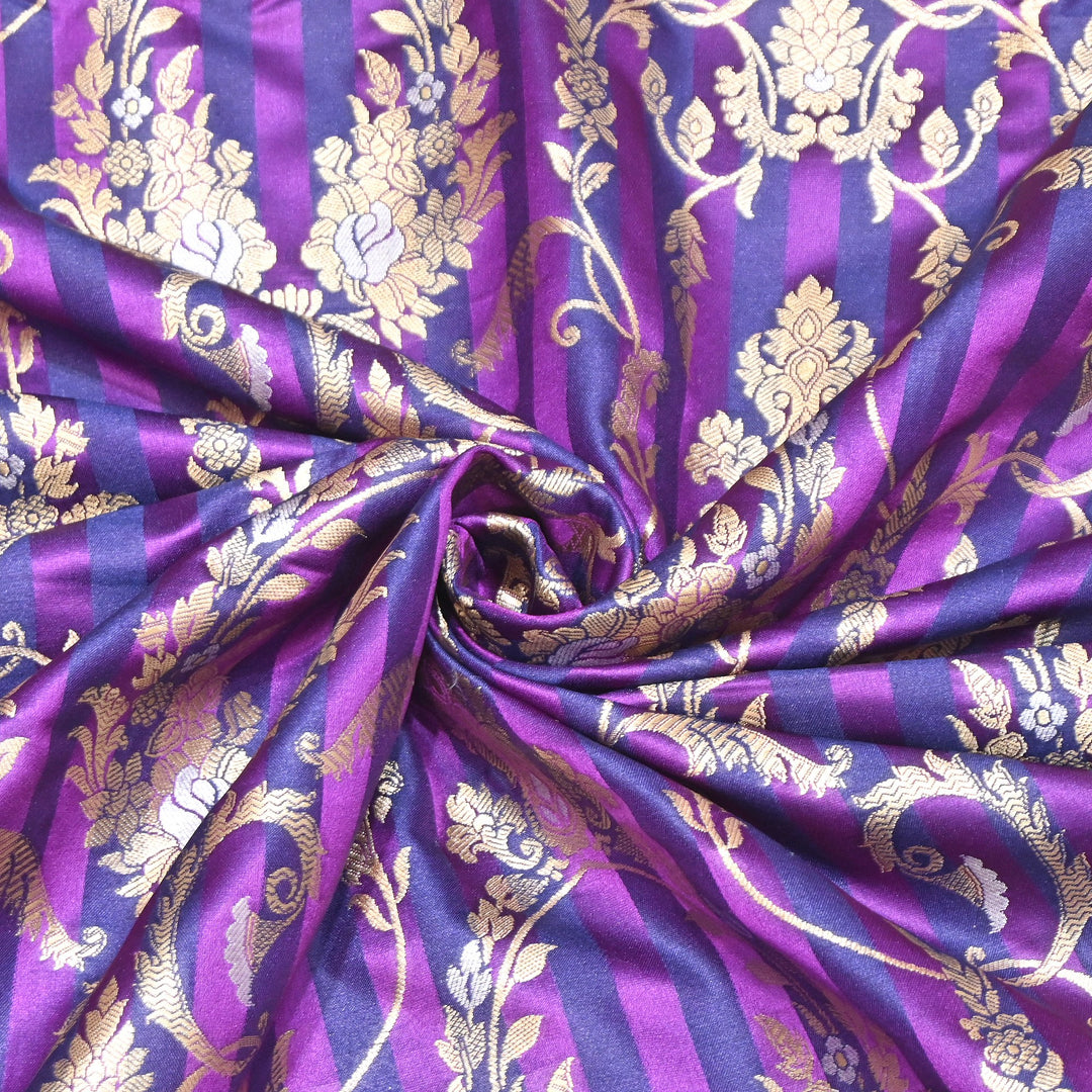 Rich Satin Brocade Fabric with All Over Meena Zari Floral Pattern -DSM523-A4