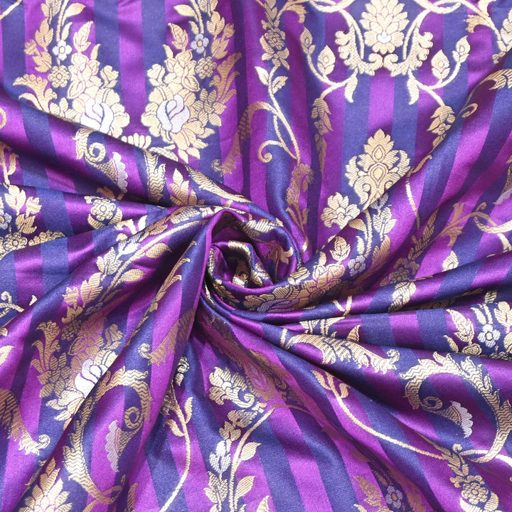 Rich Satin Brocade Fabric with All Over Meena Zari Floral Pattern -DSM523-A4