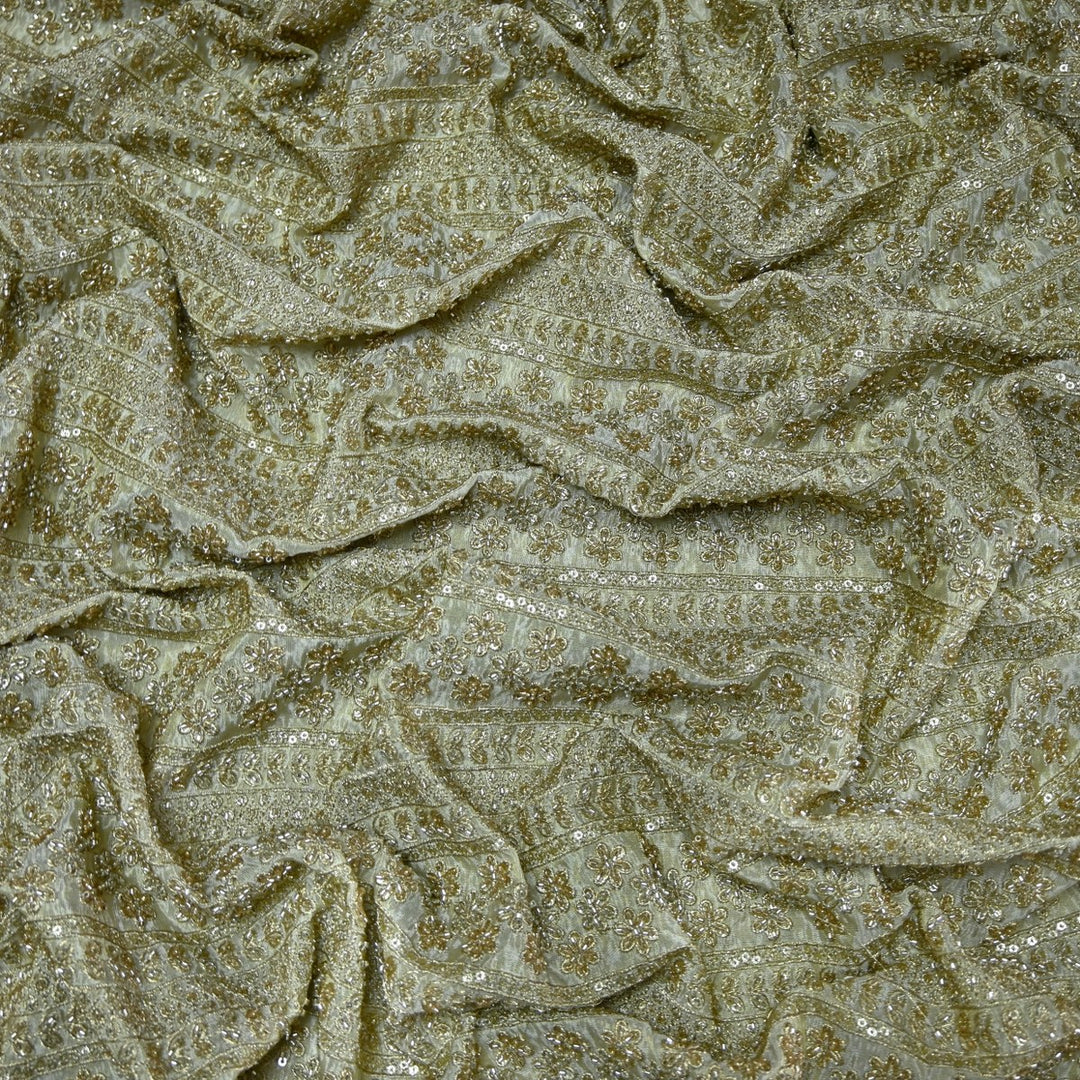 Premium Dyeable Tissue Moti Sequins Embroidery Fabrics