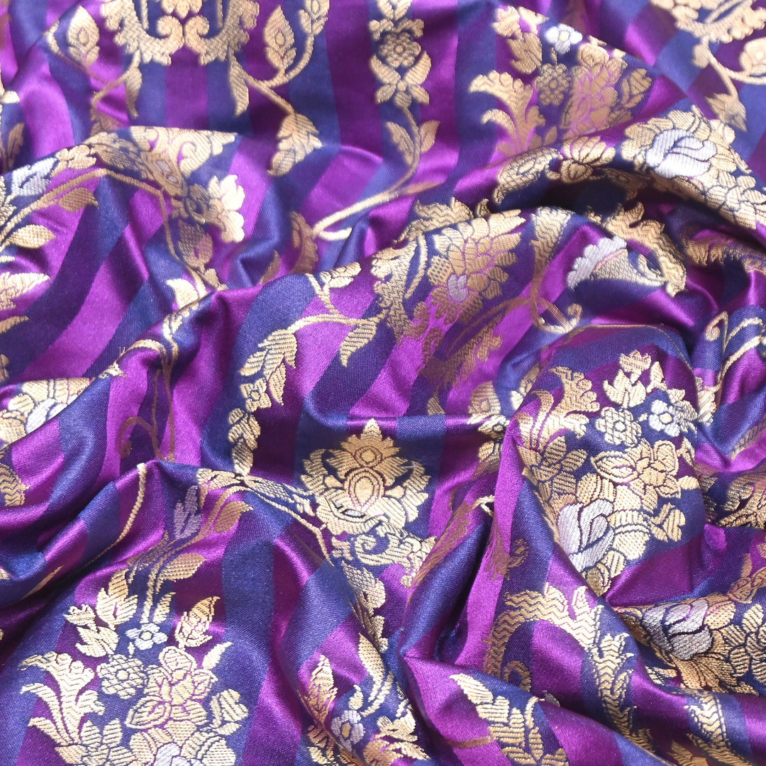 Rich Satin Brocade Fabric with All Over Meena Zari Floral Pattern -DSM523-A4