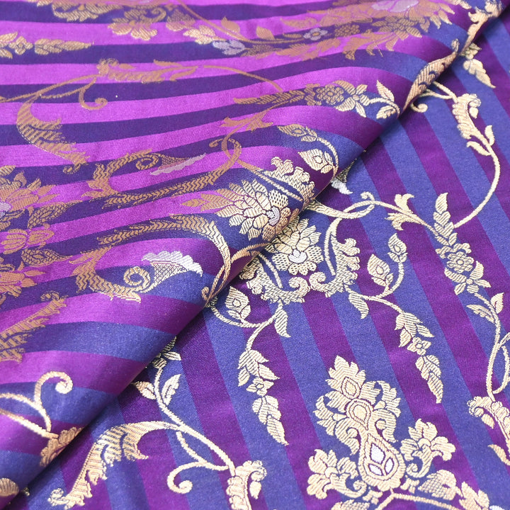Rich Satin Brocade Fabric with All Over Meena Zari Floral Pattern -DSM523-A4