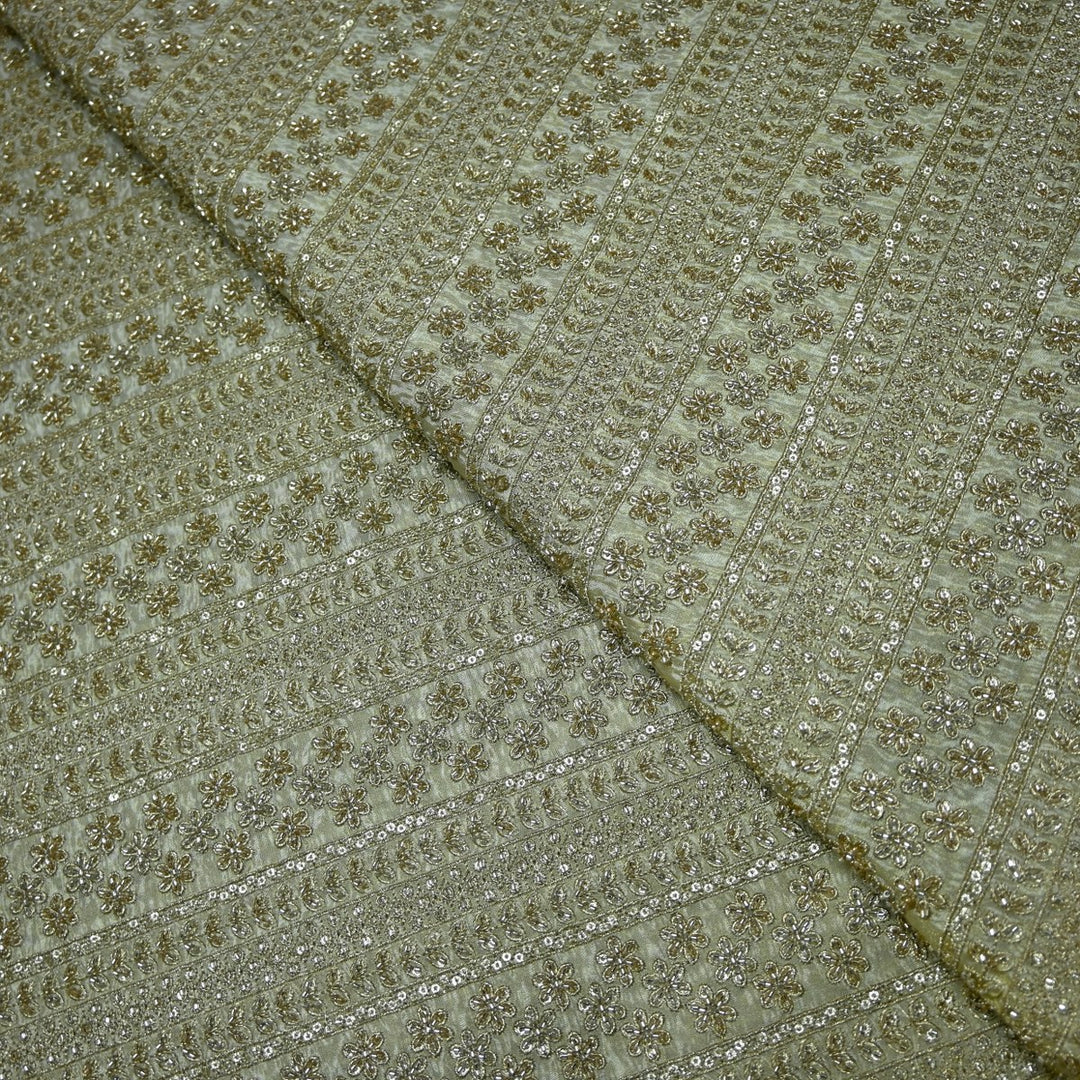 Premium Dyeable Tissue Moti Sequins Embroidery Fabrics