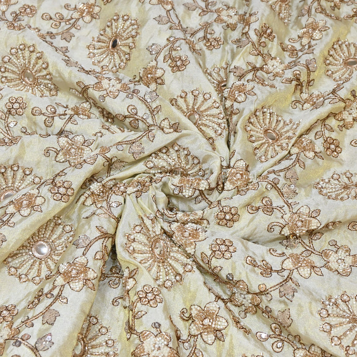 Dyeable Tissue Moti & Sequins Hand Embroidery Designer Fabric VI1938C