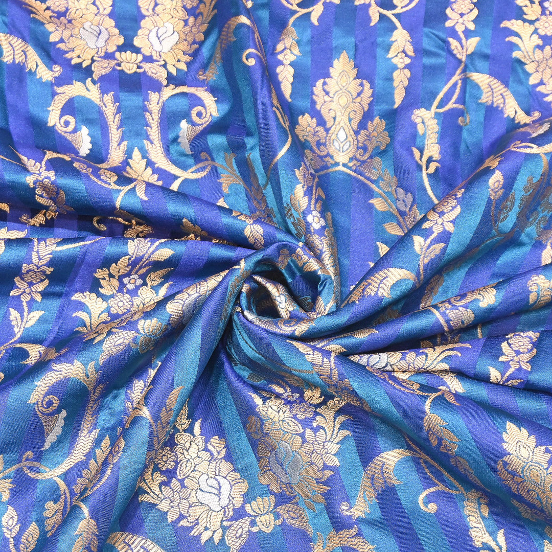 Rich Satin Brocade Fabric with All Over Meena Zari Floral Pattern -DSM523-A8
