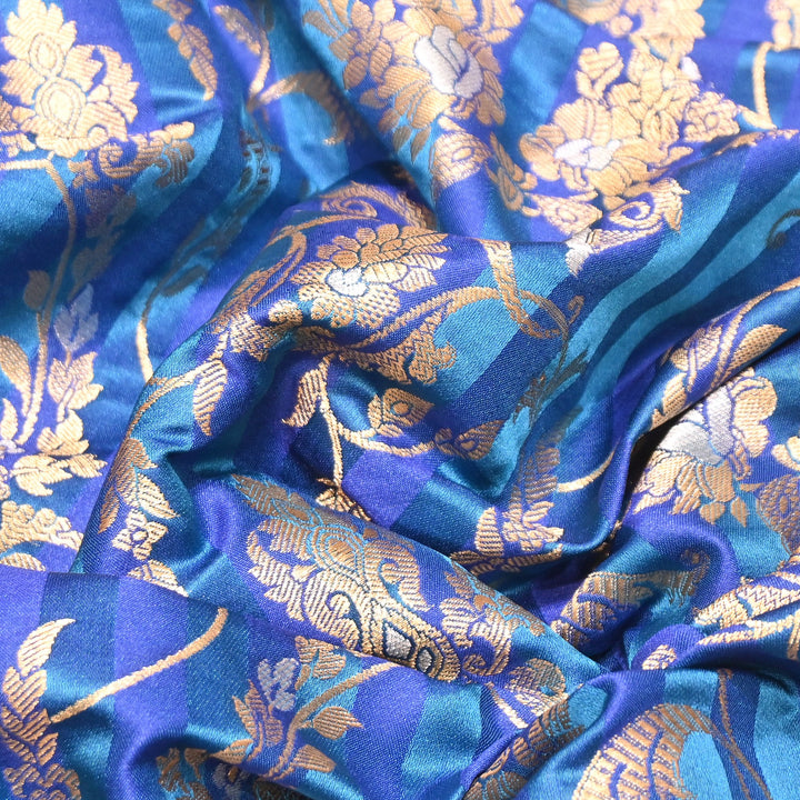 Rich Satin Brocade Fabric with All Over Meena Zari Floral Pattern -DSM523-A8