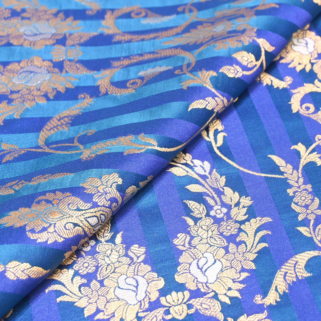 Rich Satin Brocade Fabric with All Over Meena Zari Floral Pattern -DSM523-A8