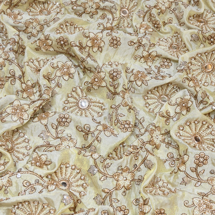Dyeable Tissue Moti & Sequins Hand Embroidery Designer Fabric VI1938C
