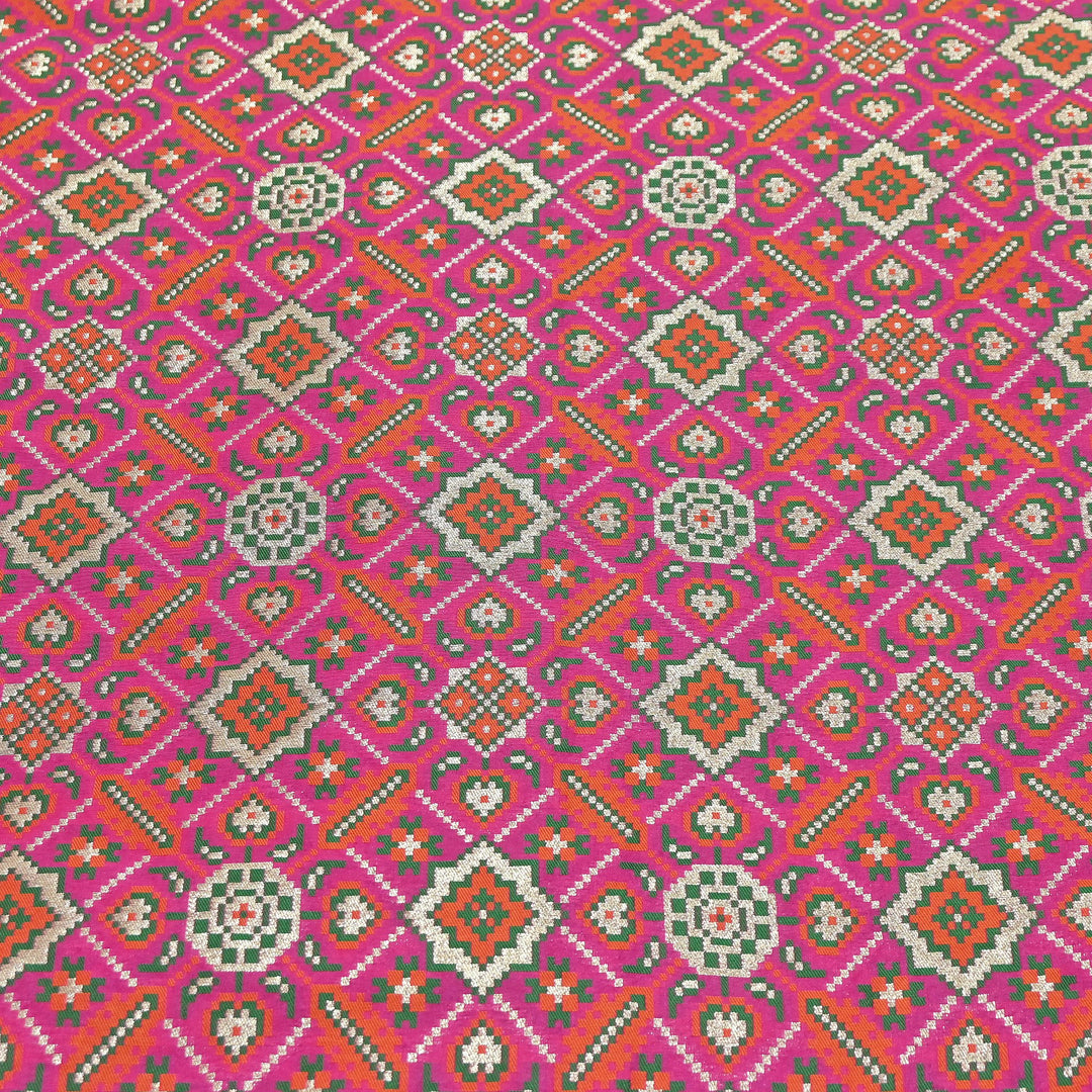 Silk Patola Brocade Fabric – Traditional Designer Patola Weave Fabric - 001129-8