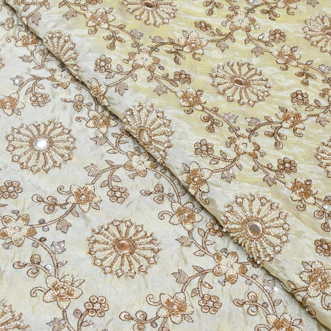 Dyeable Tissue Moti & Sequins Hand Embroidery Designer Fabric VI1938C