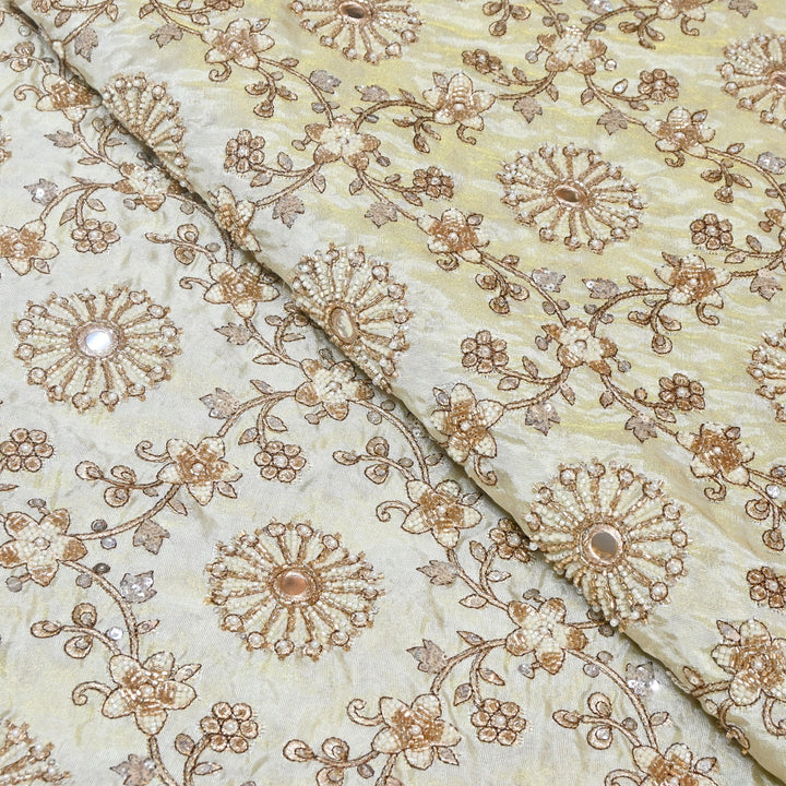 Dyeable Tissue Moti & Sequins Hand Embroidery Designer Fabric VI1938C