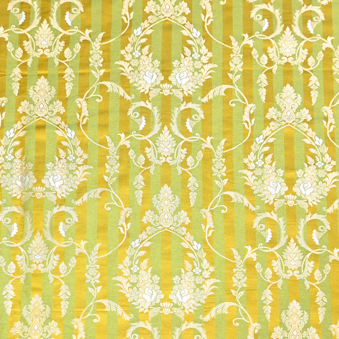 Rich Satin Brocade Fabric with All Over Meena Zari Floral Pattern - DSM523-A6