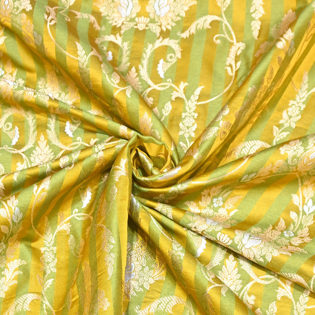 Rich Satin Brocade Fabric with All Over Meena Zari Floral Pattern - DSM523-A6