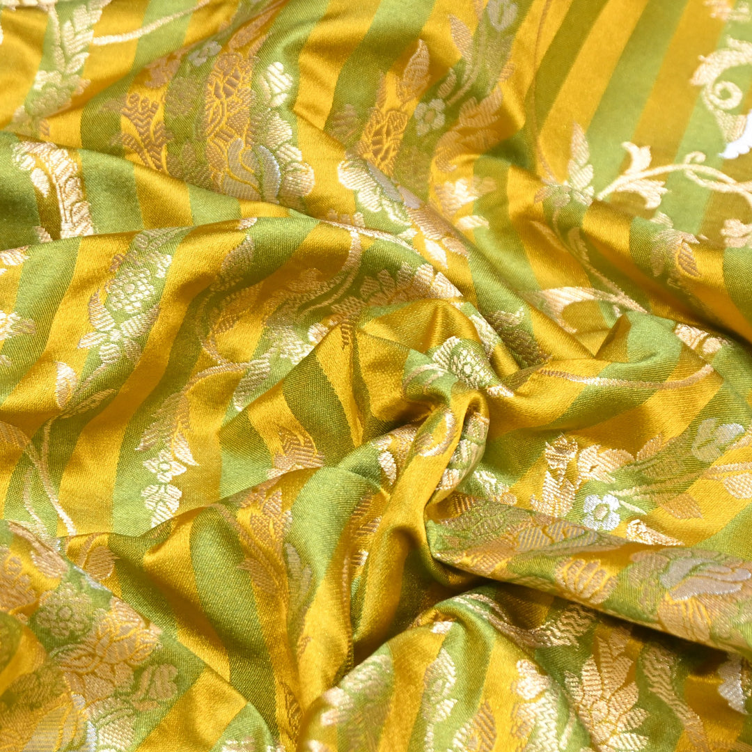 Rich Satin Brocade Fabric with All Over Meena Zari Floral Pattern - DSM523-A6