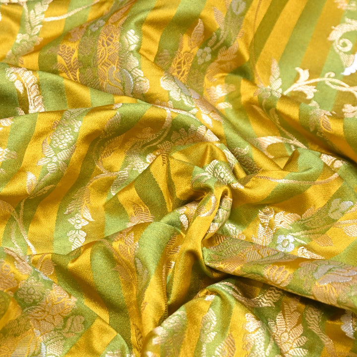 Rich Satin Brocade Fabric with All Over Meena Zari Floral Pattern - DSM523-A6