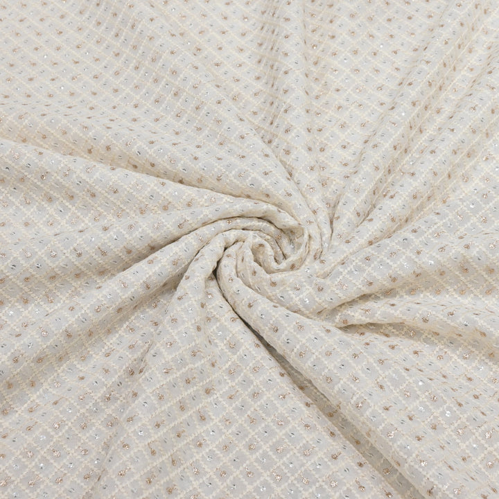 Premium Dyeable Viscose Georgette Thread & Zari Embroidery Designer Fabric 010033