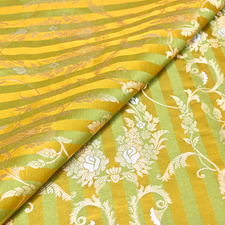 Rich Satin Brocade Fabric with All Over Meena Zari Floral Pattern - DSM523-A6