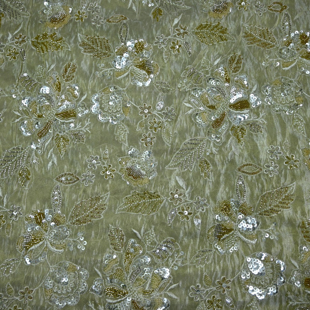 Premium Dyeable Tissue Moti Sequins Embroidery Fabrics