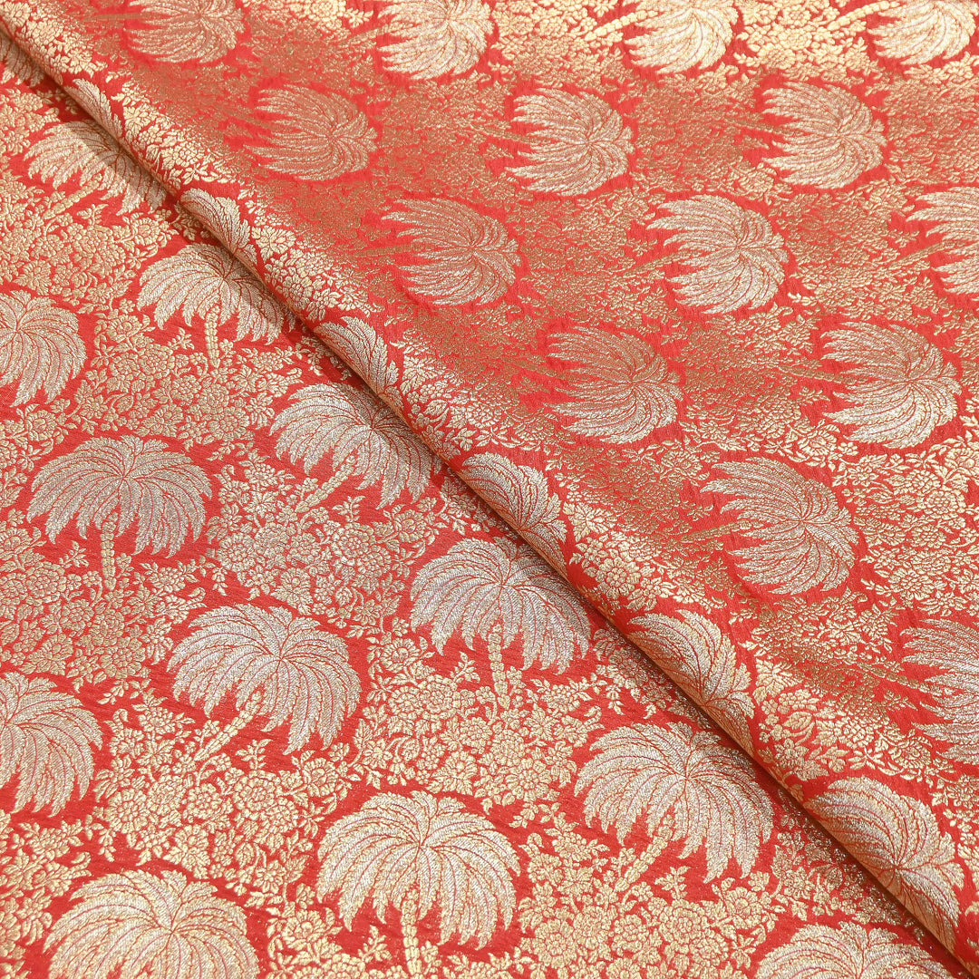 Silk Alfi Zari Brocade Fabric – Traditional Designer Brocade Fabric - AS1856-G
