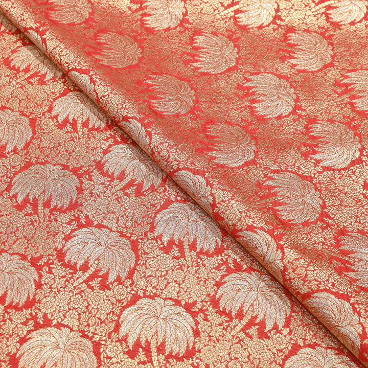 Silk Alfi Zari Brocade Fabric – Traditional Designer Brocade Fabric - AS1856-G