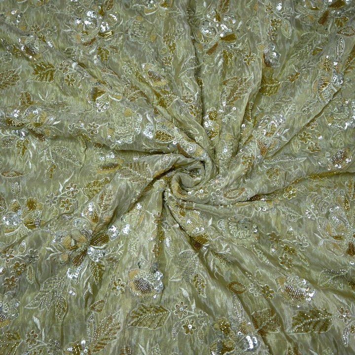 Premium Dyeable Tissue Moti Sequins Embroidery Fabrics