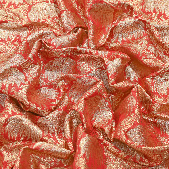 Silk Alfi Zari Brocade Fabric – Traditional Designer Brocade Fabric - AS1856-G