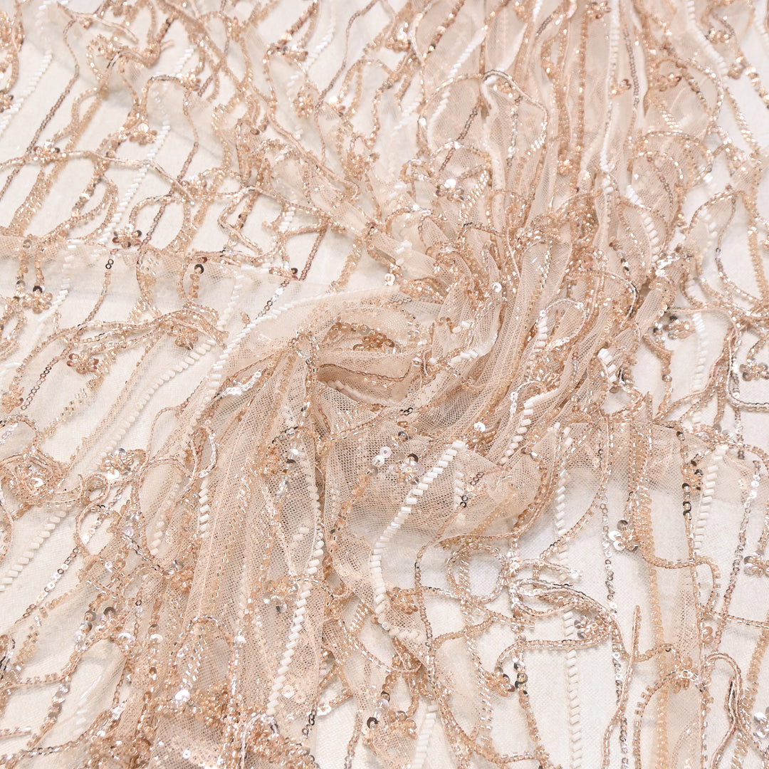 Imported Net Embroidery Fabric with Heavy Sequins & Beads Embroidery 54" | CF4833-01