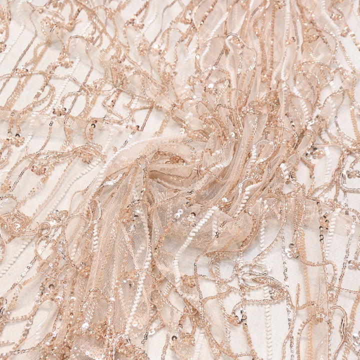 Imported Net Embroidery Fabric with Heavy Sequins & Beads Embroidery 54" | CF4833-01