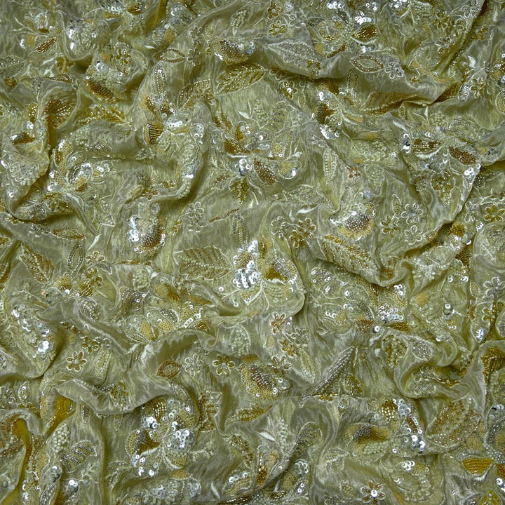 Premium Dyeable Tissue Moti Sequins Embroidery Fabrics