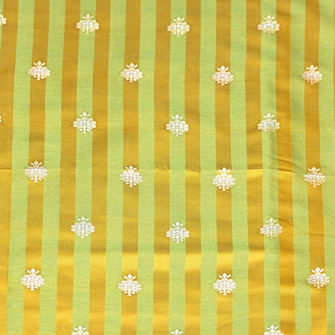 Premium Striped Satin Double Zari Brocade Fabric for Ethnic Wear - DSM523-6