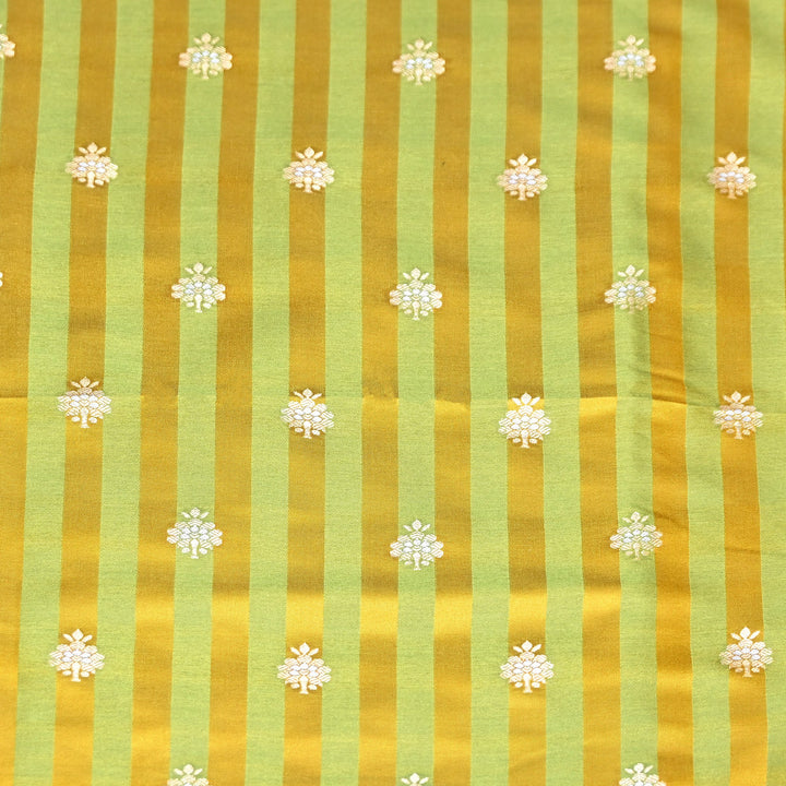 Premium Striped Satin Double Zari Brocade Fabric for Ethnic Wear - DSM523-6
