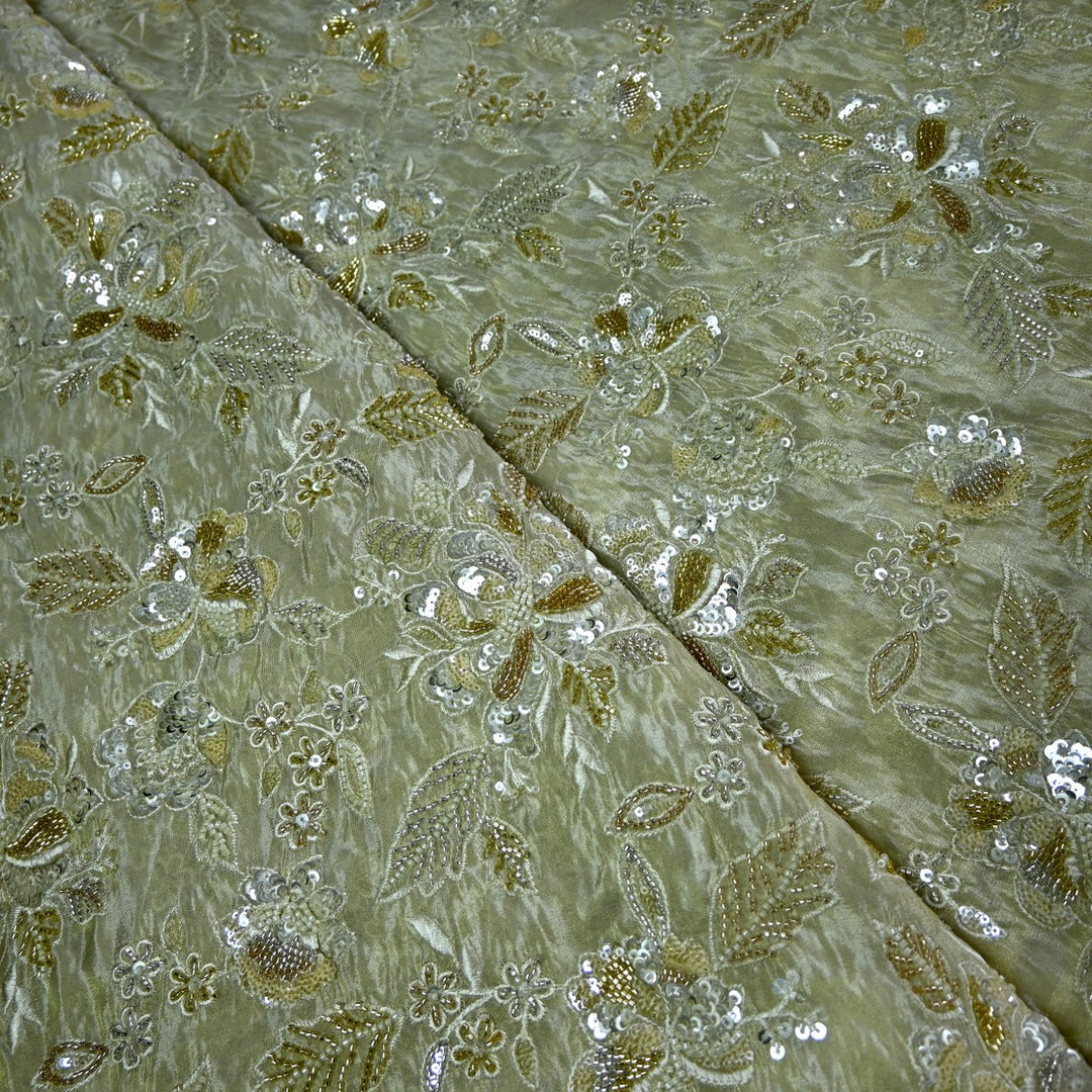 Premium Dyeable Tissue Moti Sequins Embroidery Fabrics