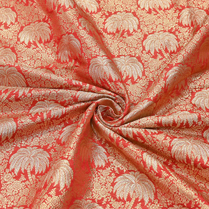 Silk Alfi Zari Brocade Fabric – Traditional Designer Brocade Fabric - AS1856-G
