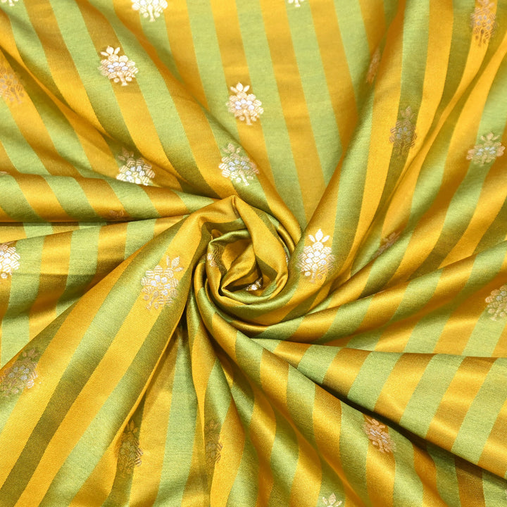 Premium Striped Satin Double Zari Brocade Fabric for Ethnic Wear - DSM523-6